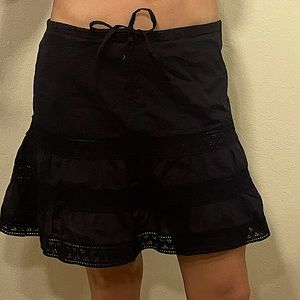 Black cotton drawstring skirt